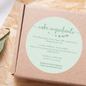 Cake Ingredients Minimalist Green Bakery Packaging ラウンドシール