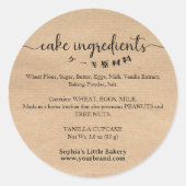 Cake Ingredients Minimalist Kraft Bakery Packaging ラウンドシール (正面)