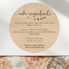 Cake Ingredients Minimalist Kraft Bakery Packaging ラウンドシール