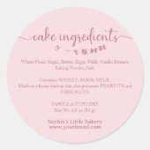 Cake Ingredients Minimalist Pink Bakery Packaging ラウンドシール (正面)