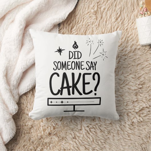 Cake Lover Quote Minimal Black Typography White クッション (ブランケット)