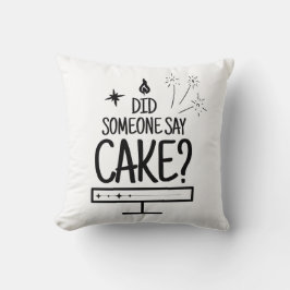 Cake Lover Quote Minimal Black Typography White クッション