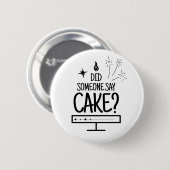 Cake Lover Quote Minimal Black Typography White 缶バッジ (正面&裏面)