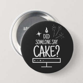 Cake Lover Quote Minimal White Typography Black 缶バッジ