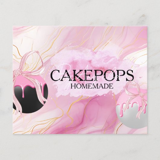 Cake Pops Baker Bakery Treats Pink チラシ (正面)