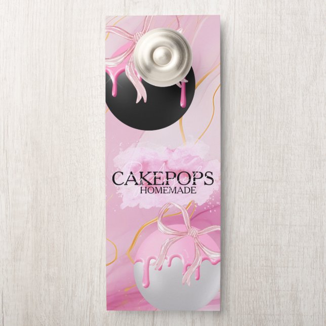 Cake Pops Baker Bakery Treats Pink ドアノブサイン (ノブ)