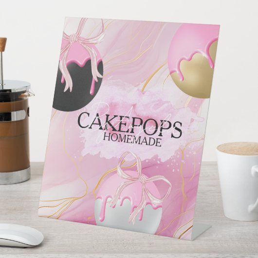 Cake Pops Baker Bakery Treats Pink 台座サイン (インサイチュ)