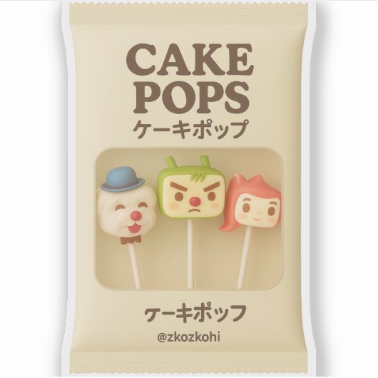 Cake Pops Trio: Cute Character Lollipop Party シール (正面)