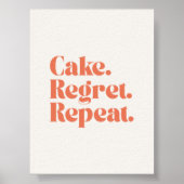 Cake Regret Repeat – Fun Quote Poster ポスター (正面)
