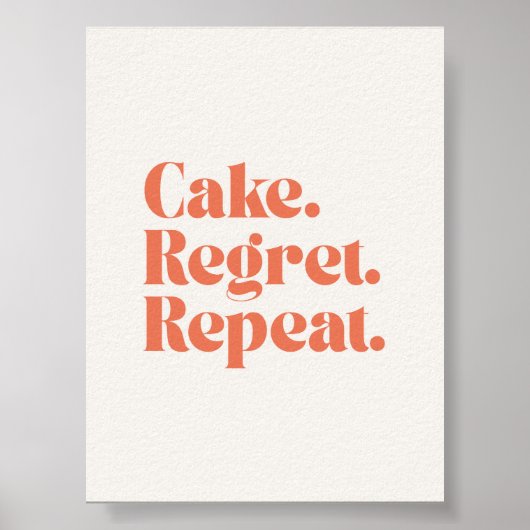 Cake Regret Repeat – Fun Quote Poster ポスター (正面)