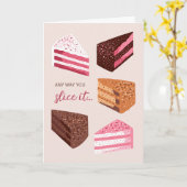 Cake slices hand drawn illustration birthday card カード (黄色い花)