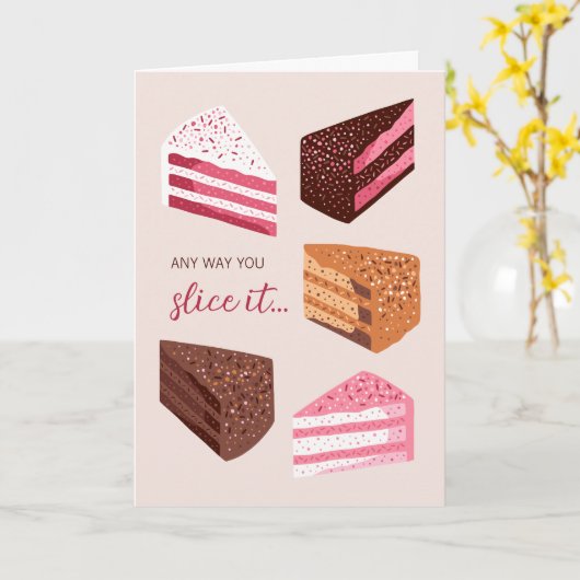 Cake slices hand drawn illustration birthday card カード (黄色い花)