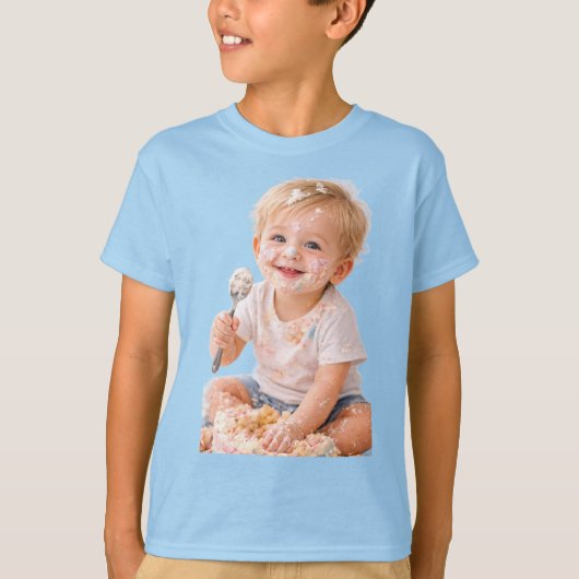 Cake Smash Baby First Birthday Photo T-Shirt Tシャツ (正面)