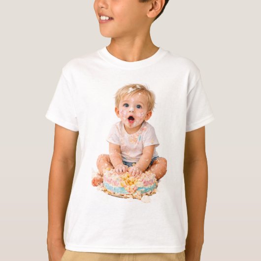 Cake Smash Baby First Birthday T-Shirt Tシャツ (正面)