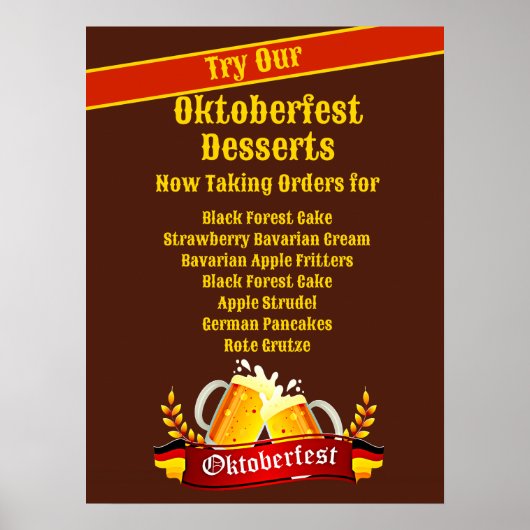 Cake Store用の完全に編集可能なオクトーバーフェストデザート ポスター (正面)