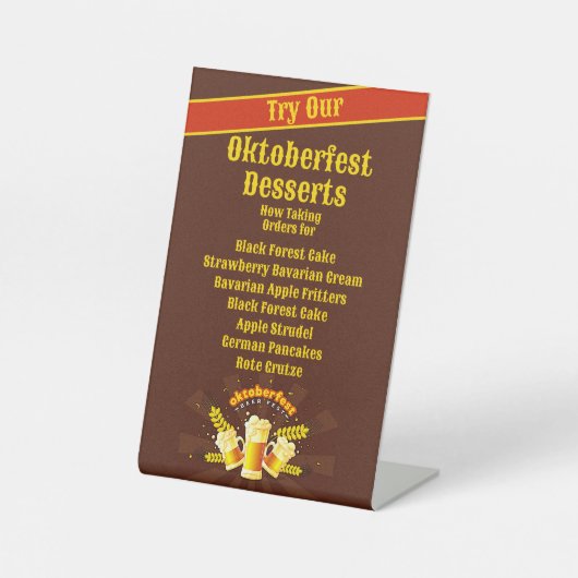 Cake Store用の完全に編集可能なオクトーバーフェストデザート 台座サイン (正面)