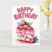 Cake Wishes誕生日カードとカラーリングページ カード (黄色い花)