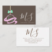 Cakepopのロゴの弓旗のケーキの装飾者の渦巻 名刺 (正面/裏面)