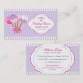 Cakepopの女王のベーカリーのラベンダーおよび明るい赤紫色 名刺 (正面/裏面)