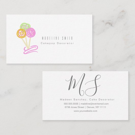 Cakepopsのクッキーのベーキングのケーキの装飾者の渦巻 名刺 (正面/裏面)