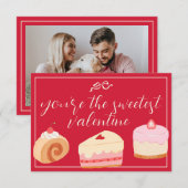 Cakes Photo Sweetest Valentine Love Holiday Card 招待状 (正面/裏面)