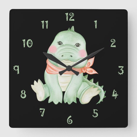 Cal The Crocodile Wall Clock スクエア壁時計 (正面)