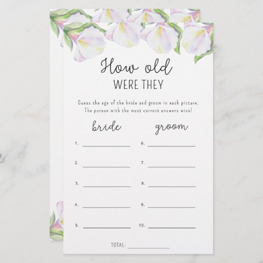 Cala flowers – 彼らは何歳だったブライダルゲーム (正面/裏面)