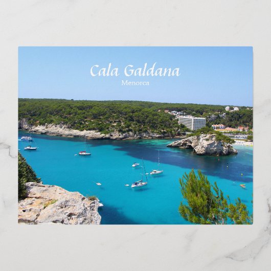 Cala Galdana，メノルカ，スペイン 箔シーズンポストカード (正面)