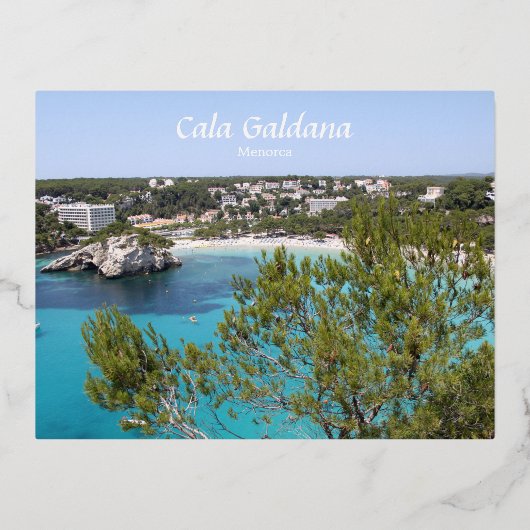 Cala Galdana，メノルカ，スペイン 箔シーズンポストカード (正面)