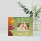 Cala Lilies日付カラフルを保存するフォトポストカード 案内ポストカード (スタンド正面)