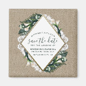 Cala Lily Burlap Wedding Save the Date Magnets マグネット (正面)