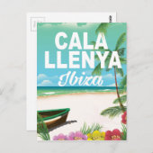 cala llenya ibizaビーチ旅行ポスター ポストカード (正面/裏面)