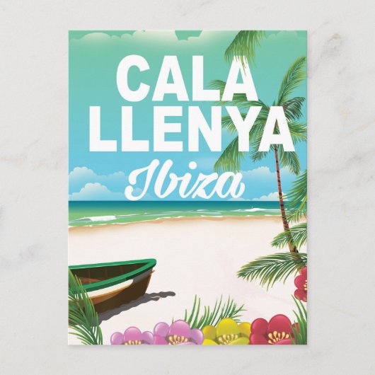 cala llenya ibizaビーチ旅行ポスター ポストカード (正面)