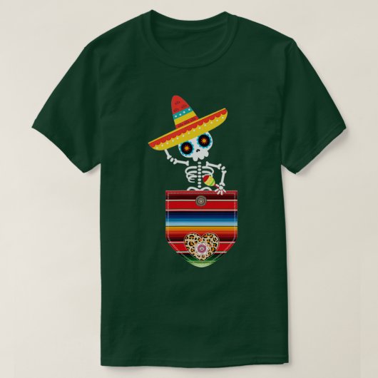 Calaca Blanket Pocket Serape Mexican Gift Cinco De Tシャツ (デザイン正面)