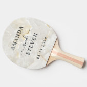 Calacatta Gold Couple Names with Wedding Date 卓球ラケット (横)