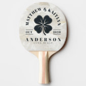 Calacatta Gold Irish Lucky Clover Wedding Crest 卓球ラケット (裏面)