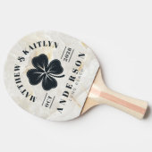Calacatta Gold Irish Lucky Clover Wedding Crest 卓球ラケット (横)