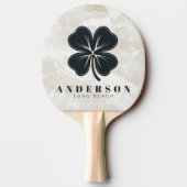 Calacatta Gold Marble Four Leaf Clover with Name 卓球ラケット (裏面)