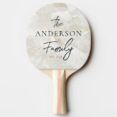 Calacatta Gold Marble Hand Written Family Name 卓球ラケット (裏面)