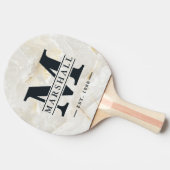 Calacatta Gold Marble Monogram & Name Overlay 卓球ラケット (横)