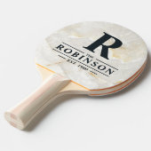 Calacatta Gold Marble Stone Family Name & Initial 卓球ラケット (正面アングル)