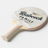 Calacatta Gold Marble Stone Retro Family Name 卓球ラケット (正面アングル)