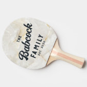 Calacatta Gold Marble Stone Retro Family Name 卓球ラケット (横)