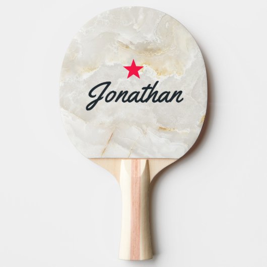 Calacatta Gold Marble Stone Vintage Star Signature 卓球ラケット (正面)