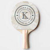 Calacatta Gold Marble Stone Wedding Monogram 卓球ラケット (裏面)