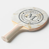 Calacatta Gold Marble Stone Wedding Monogram Star 卓球ラケット (正面アングル)
