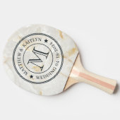 Calacatta Gold Marble Stone Wedding Monogram Star 卓球ラケット (横)
