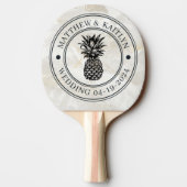 Calacatta Gold Pineapple Wedding Crest & Names 卓球ラケット (裏面)