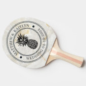 Calacatta Gold Pineapple Wedding Crest & Names 卓球ラケット (横)