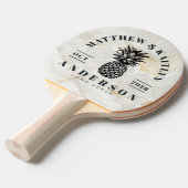 Calacatta Gold Tropical Pineapple Wedding Crest 卓球ラケット (正面アングル)